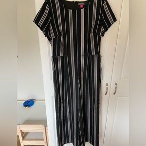 Black and white stripe pant suit